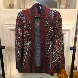 UO Hooded Patterned Cardigan